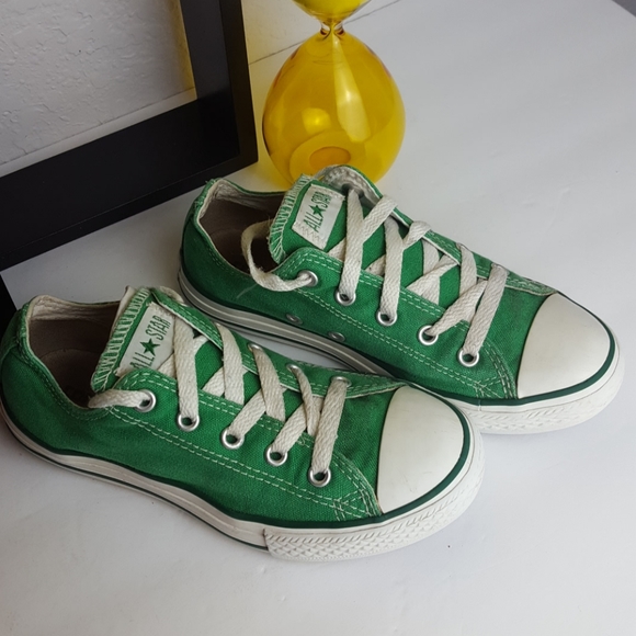 Converse | Shoes | Converse Allstar Green Low Top Sneakers Youth Sz2 | Poshmark